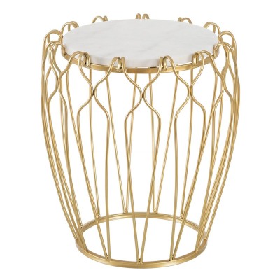 Side table 50 x 50 x 54,6 cm Golden Metal White Marble