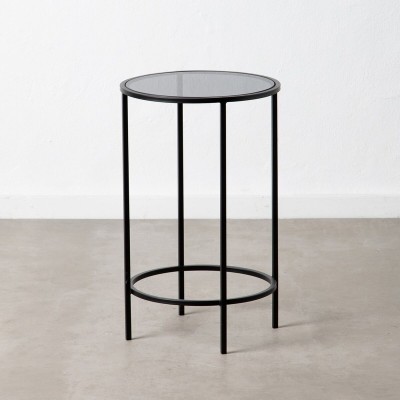 Table d'appoint Verre Noir Métal 40 x 40 x 65 cm