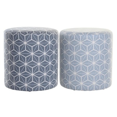 Footrest DKD Home Decor 31 x 31 x 33 cm Blue Sky blue Pinewood Geometric Mediterranean (2 Units)