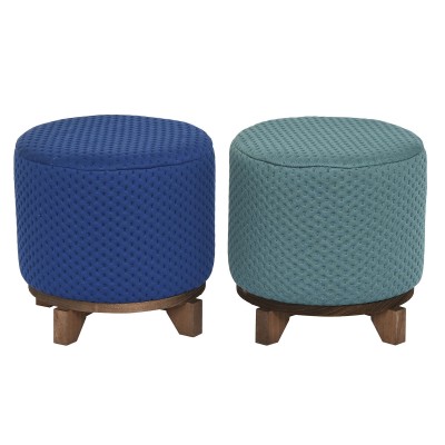 Repose-pied DKD Home Decor Bois 30 x 30 x 30 cm Vert Blue marine (2 Unités)