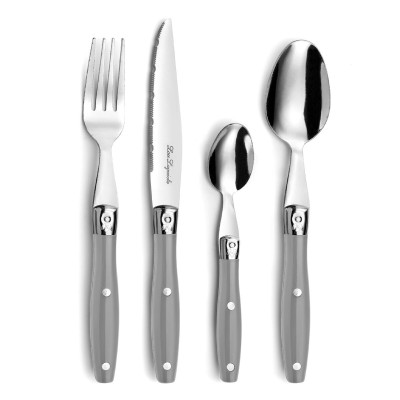 Cutlery Set Lou Laguiole Comptoir Grey Metal 24 Pieces