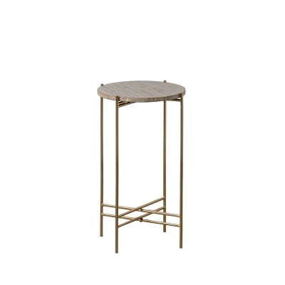 Table d'appoint 32 x 32 x 54,5 cm Marron Marbre Fer