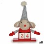 Figurine Décorative Souris Calendrier Rouge Gris Bois 20 x 11 x 20 cm (8 Unités)