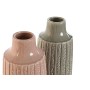 Vase Home ESPRIT Rose Gris clair Porcelaine 16 x 16 x 38 cm (2 Unités)