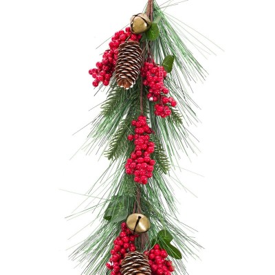 Guirlande de Noël Rouge Vert Plastique Ananas 140 cm