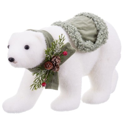 Christmas bauble White Multicolour Plastic Polyfoam Fabric Bear 16 x 35 x 21 cm