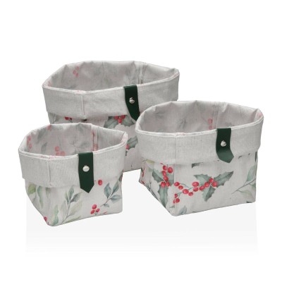 Basket set Versa Acebo Textile 14 x 14 x 14 cm