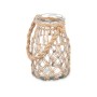 Candleholder Tin Transparent Natural Glass Rope 14 x 21 cm (6 Units)