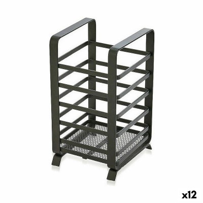 Pot pour ustensiles de cuisine Confortime Noir Métal 10,5 x 9,5 x 18 cm (12 Unités)