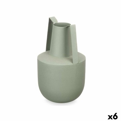 Vase Avec des poignées Vert Acier 14 x 24 x 14 cm (6 Unités)