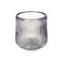 Candleholder Stripes Grey Crystal 9 x 9,5 x 9 cm (12 Units)