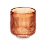 Candleholder Stripes Orange Crystal 7,5 x 7,8 x 7,5 cm (12 Units)