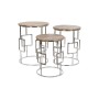 Jeu de 3 tables Home ESPRIT Marron Argenté Naturel Acier Bois de manguier 49,5 x 49,5 x 62 cm