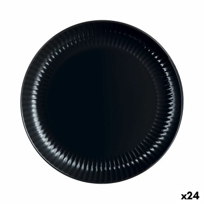 Flat Plate Luminarc Cottage Black Glass 25 cm (24 Units)