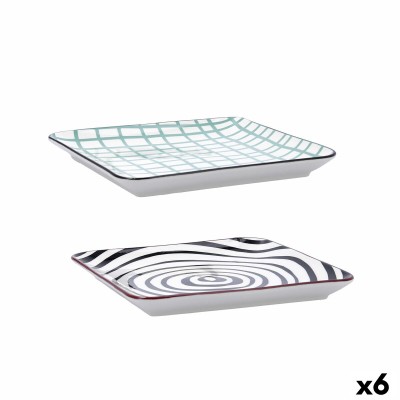 Snack tray Bidasoa Zigzag Multicolour Ceramic 21 x 21 cm (6 Units)