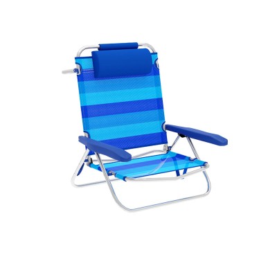 Marbueno Chaise Pliante 5 Positions Aluminium avec Coussin Rayures Bleues Plage et Piscine 61X68X82 cm 10242