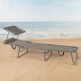 Chaise longue Aktive Pliable Parasol Gris 193 x 30 x 53 cm