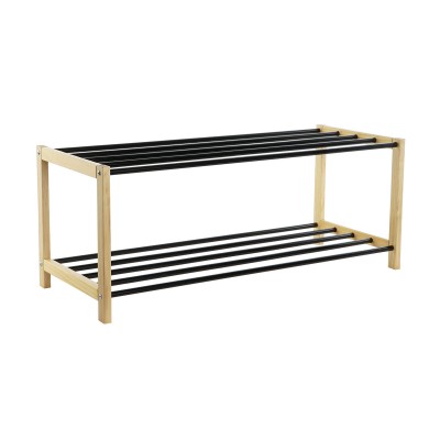 Shoe Rack Home ESPRIT Black Natural 80 x 31 x 32 cm