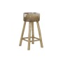 Stool DKD Home Decor White Brown Natural Leather Wood 42 x 42 x 77 cm