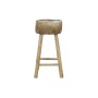 Stool DKD Home Decor White Brown Natural Leather Wood 42 x 42 x 77 cm