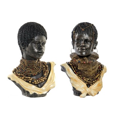 Figurine Décorative DKD Home Decor Noir Beige Colonial Africaine Africain 26 x 20 x 42 cm (2 Unités)