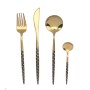 Cutlery DKD Home Decor Black Golden Stainless steel 2 x 0,3 x 21 cm 16 Pieces