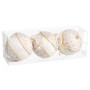 Boules de Noël Blanc Doré Polyfoam Tissu Lien 10 x 10 x 10 cm (3 Unités)