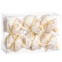 Boules de Noël Blanc Doré Polyfoam Tissu Lien 6 x 6 x 6 cm (6 Unités)