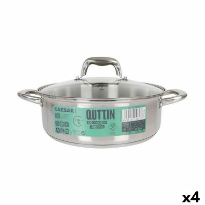 Casserole avec Couvercle en Verre Quttin Caesar Acier Ø 26 x 9 cm (4 Unités)