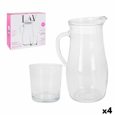 Jug and glasses set LAV Jug Glasses Crystal (7 Pieces) (4 Units) (7 pcs)