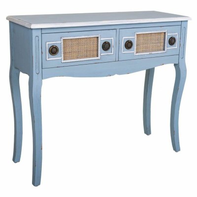 Hall Table with Drawers Alexandra House Living Blue Rattan Fir wood MDF Wood 33 x 77 x 90 cm