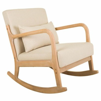 Rocking chair Alexandra House Living Cream Rubber Cotton Linen Wood 88 x 78 x 66 cm