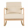 Chaise à bascule Alexandra House Living Crème Caoutchouc Coton Lin Bois 88 x 78 x 66 cm