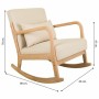 Chaise à bascule Alexandra House Living Crème Caoutchouc Coton Lin Bois 88 x 78 x 66 cm