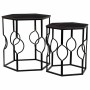 Set of 2 tables Alexandra House Living Black Iron MDF Wood 39 x 57 x 39 cm