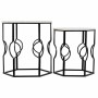 Set of 2 tables Alexandra House Living White Iron MDF Wood 39 x 57 x 39 cm