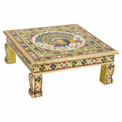 Side table Alexandra House Living Golden Aluminium MDF Wood 38 x 14 x 38 cm