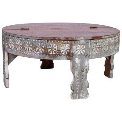 Table Basse Alexandra House Living Blanc Bois de manguier 80 x 41 x 80 cm