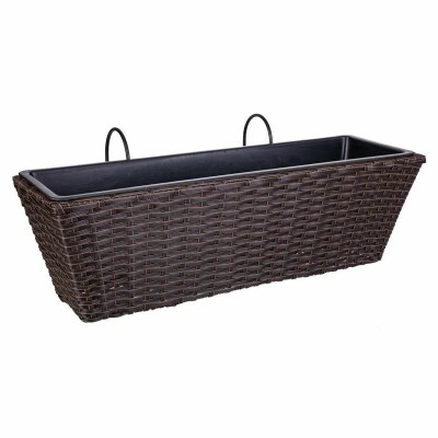 Plant pot for Railings Alexandra House Living Brown Iron Rattan Plastic 20 x 19 x 61 cm