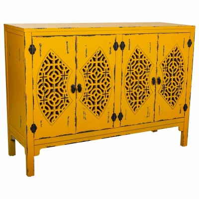 Buffet Alexandra House Living Jaune Bois d'épicéa Bois MDF 40 x 86 x 120 cm