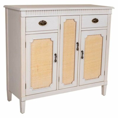 Sideboard Alexandra House Living White Rattan Fir wood 36 x 88 x 95 cm