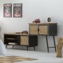 Buffet Alexandra House Living Marron Noir Gris Fer Rotin Bois d'épicéa 42 x 90 x 202 cm