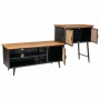 Sideboard Alexandra House Living Brown Black Grey Iron Rattan Fir wood 42 x 90 x 202 cm