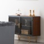 Sideboard Alexandra House Living Brown Metal Glass Fir wood MDF Wood 35 x 80 x 100 cm