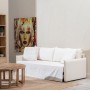 Canapé Convertible 200 x 94 x 86 cm Tissu Synthétique Crème