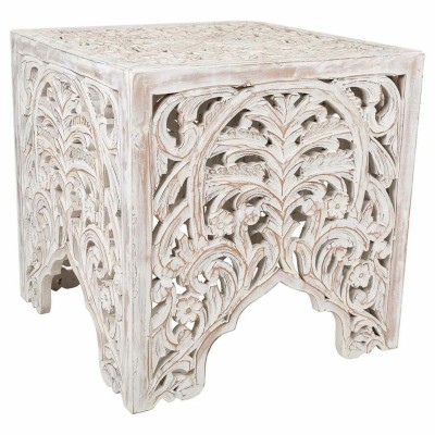 Table Basse Alexandra House Living Blanc Bois de manguier 45 x 45 x 45 cm