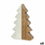 Decorative Figure Christmas Tree White Natural Wood Ceramic 3 x 21 x 14 cm (6 Units)