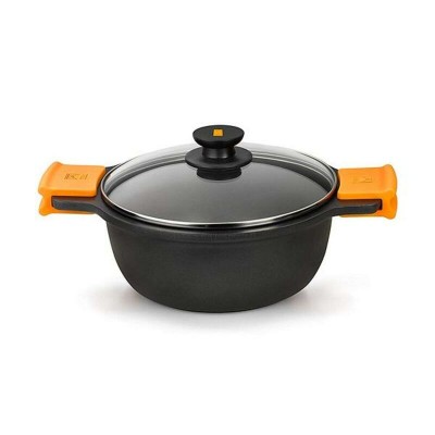 Casserole avec Couvercle en Verre BRA A270328 5,7 L (Ø 28 cm) Noir Métal Aluminium Fonte d'aluminium Ø 28 cm Aluminio