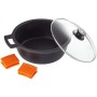 Casserole with glass lid BRA A270328 5,7 L (Ø 28 cm) Black Metal Aluminium Cast aluminium Ø 28 cm Aluminio