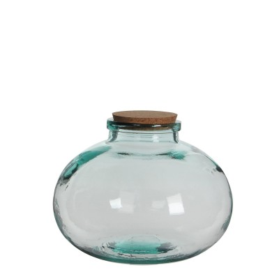 Pot en verre Mica Decorations Olly Rond Liège Bouchon Décoratif Verre (Ø 29 x 23 cm)